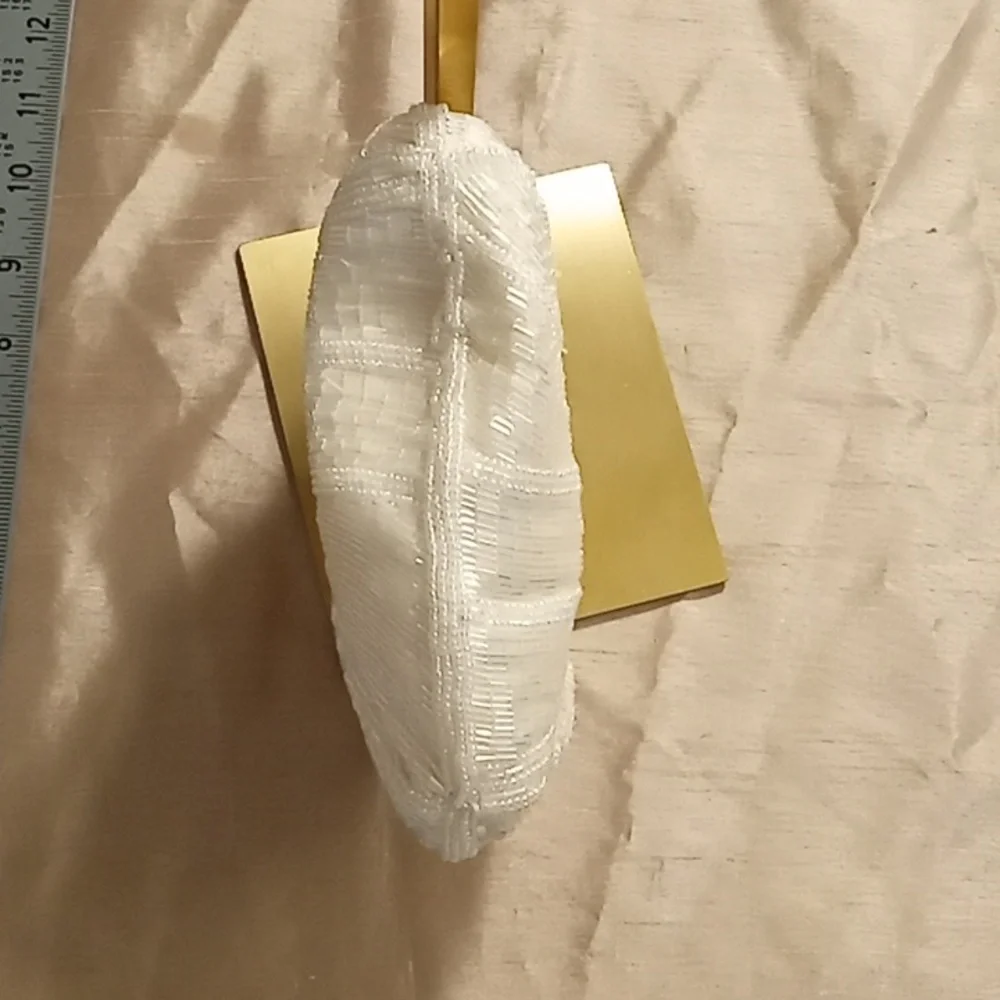 1920s Stylish Small Ivory Sequined Gold Women's Clutch with Strap NWOT